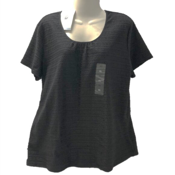 NWT Jaclyn Smith Women's Crew Neck Blouse, Black XL 💸 - Picture 1 of 3